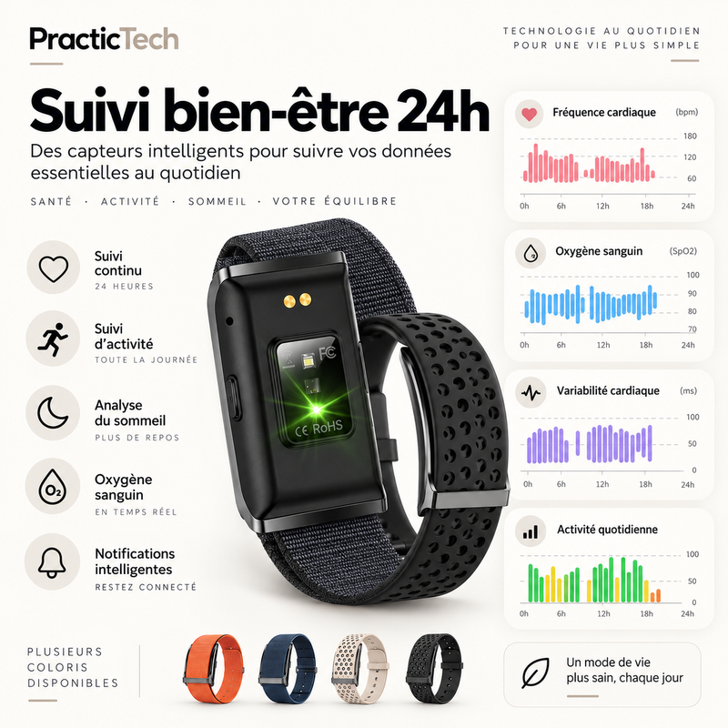 Suivi bien-etre et coloris disponibles