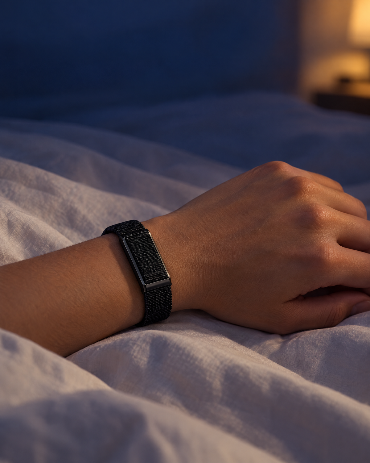 Poignet portant le bracelet PracticTech la nuit
