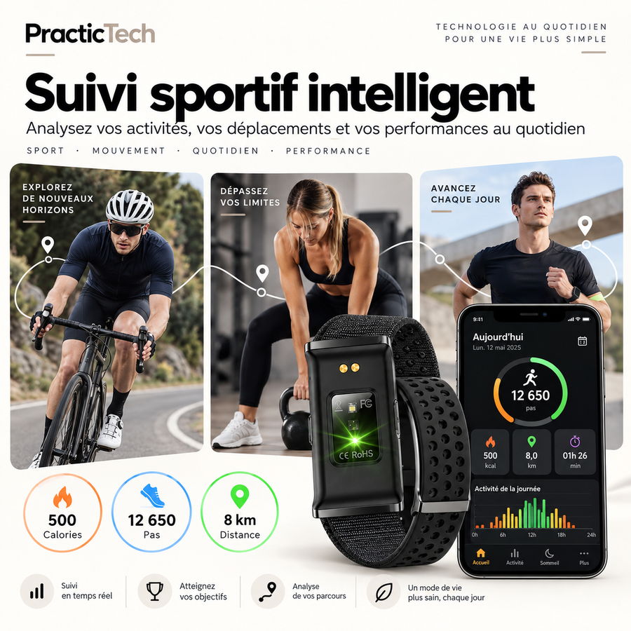 Suivi sportif avec le bracelet connecte PracticTech