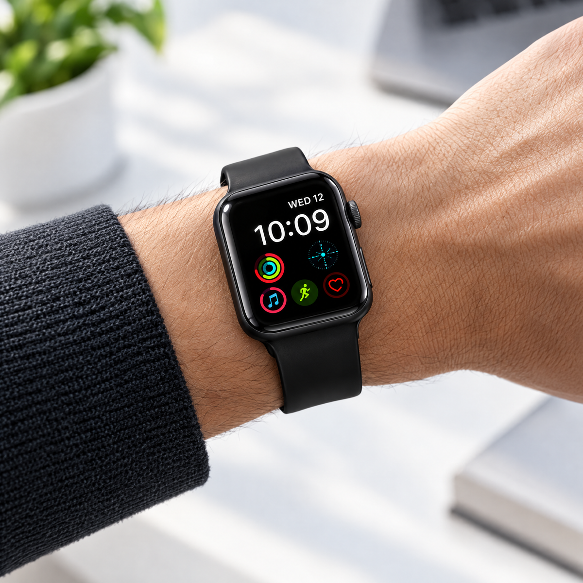 Montre connectée du coffret PracticTech 6 en 1 portée au poignet
