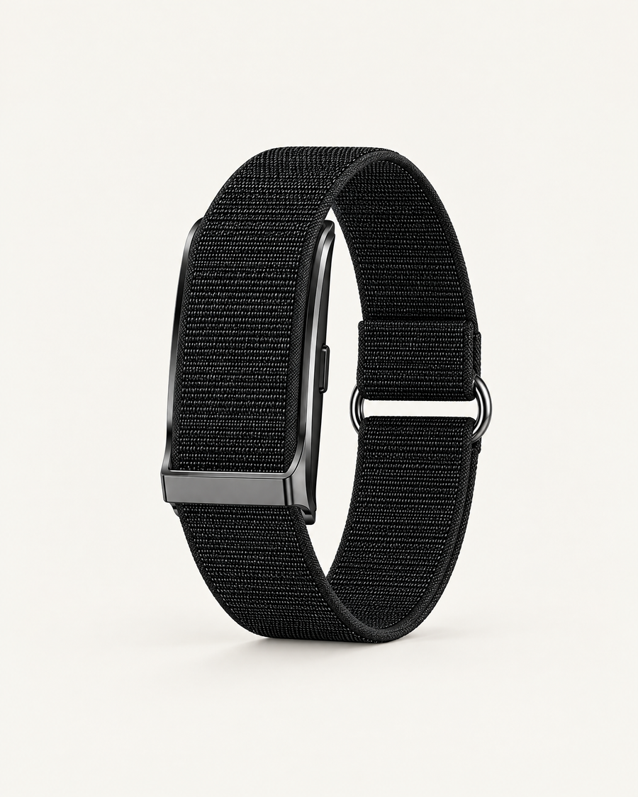 Bracelet connecté PracticTech sans écran, bracelet nylon noir